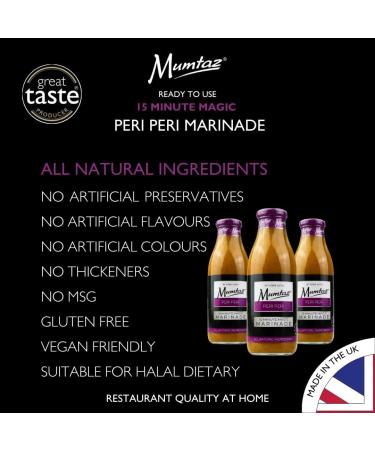 Mumtaz PERI PERI Marinade Sauce - Pack of 3x500g 15 Minute Magic Marinade Medium Spiced BBQ-Grill-Roast-Stir or Air fry All Natural Ingredients Gluten Free Vegan Friendly. - Buy Online on GoSupps.com