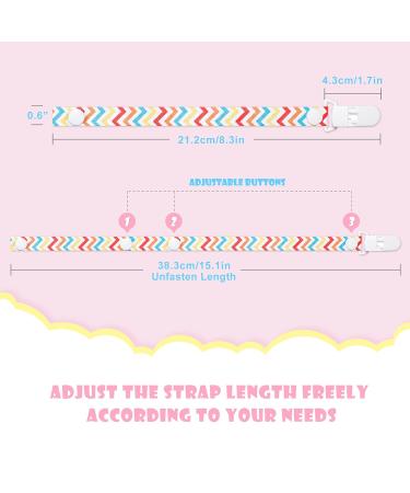 NiBaby Teething Pacifier Clip 6-Pack | Adjustable Length Safety Holder Strap | Premium Quality Modern Design | Unisex for Boys and Girls Teether | Colorful Zigzag - Buy Online on GoSupps.com