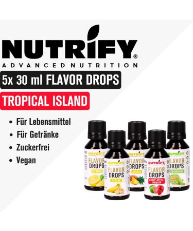 Nutrify Flavor Drops 5x30ml - Calorie-Free Sugar-Free Vegan Aroma Drops | Tropical Island Sweetness - Buy Online on GoSupps.com