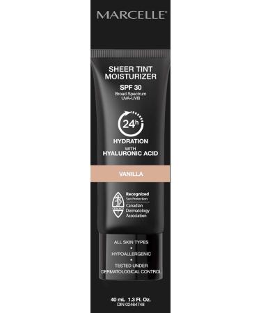 Marcelle Sheer Tint Moisturizer SPF 30 Vanilla with Hyaluronic Acid and Aloe Hypoallergenic Non-Comedogenic Fragrance-Free Paraben-Free Oil-Free 40 mL - Buy Online on GoSupps.com