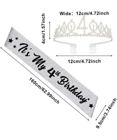 Divono Birthday Sash and Tiara 5th Birthday Sash and 5 Birthday Tiara Rhinestone Crown Headband for 5th Birthday Gifts 5th Birthday Decoration Party Accessories for Girls Silver 4th - Buy Online on GoSupps.com