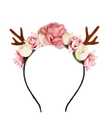 Elk Antler Headband Hair Garland Flower Crown Headpiece Novelty Hairband Headwear for Carnival Party Festivals