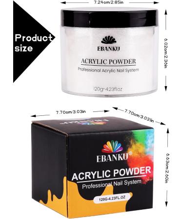 EBANKU Silver Glitter Acrylic Powder 120g/4.23oz Acrylic Powder Large Capacity Professional Acrylic Nail Powder for Nail Acrylic Extension Nail Carving Long-Lasting No Nail Lamp Needed - Buy Online on GoSupps.com
