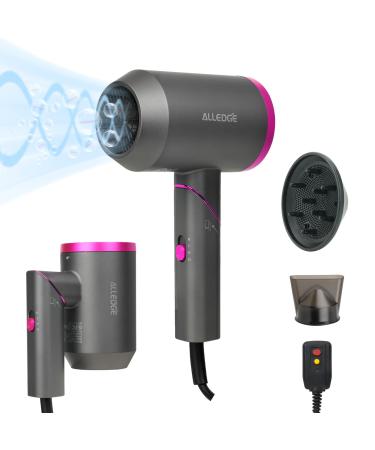 Hair Dryer with Diffuser 1850W Ionic Travel Blow Dryer Foldable Hair Dryer Fast Drying for Women Thick and Curly Hair Without Hair Damage