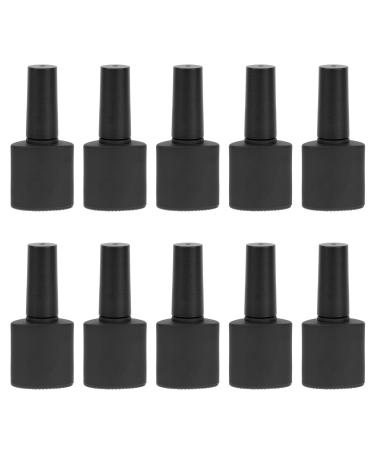 Beavorty Flacon de Vernis Ongles 10Ml en Verre D poli Noir Mat Bouchon et Pinceau Lot de 10 Pi ces Flacon Plat Rechargeable pour Gel et Huile Outil Professionnel de Manucure et