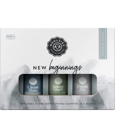 Woolzies New Beginnings Set of 3 | Therapeutic Grade Aromatherapy Oils | for Diffuser or Topical Use | Incl. The Popular Clean Slate, Fresh Air & Jump Start Essential Oil Blends | 10 ML Fresh 3 Piece Set