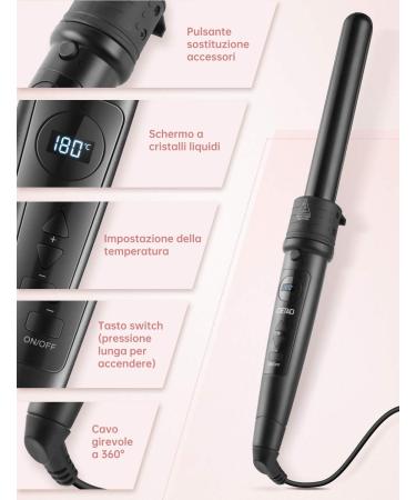 LOETAD 6-in-1 Curling Iron with LED Screen - Adjustable Temperature 80 C to 230 C Tourmaline & Ceramic for Perfect Curls | International Shipping - Buy Online on GoSupps.com