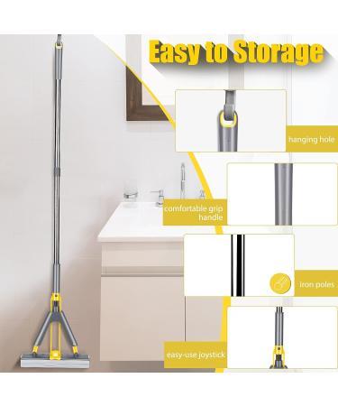 Sponge Floor Mop with Long Handle and 3 Absorbent Heads - Ideal for Home and Kitchen Hardwood Floor Cleaning - Buy Online on GoSupps.com
