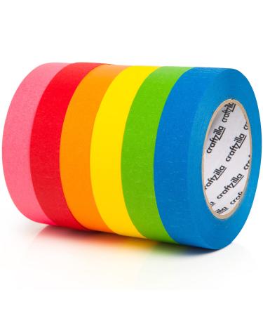 Craftzilla Colored Masking Tape 6 Roll Multi Pack 180 Feet x 1 Inch of  Colorful Craft Tape Vibrant Rainbow Colored Painters Tape Great for Arts &  Crafts Labeling and Color-Coding 10 Yards x 1 Inch