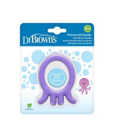 Dr. Brown's Flexees Friends Silicone Teether Purple Octopus - 3 Pack Pink White - BPA Free - 3m - Buy Online on GoSupps.com