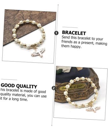 CALLARON 4pcs Cross Bracelet Mens Gifts Christ Prayer Wrist Chain Stretchy Bracelets for Women Hand Chains Men Gift Gold Dainty Bracelet Beaded Wrist Jesus White Miss Metal Makeup Elastic - Buy Online on GoSupps.com