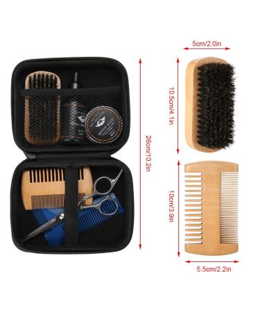Ultimate Beard Care Kit - 7 Piece Portable Set for Men | Styling Cream Oil Brush Scissors & Mustache Care - Buy Online on GoSupps.com