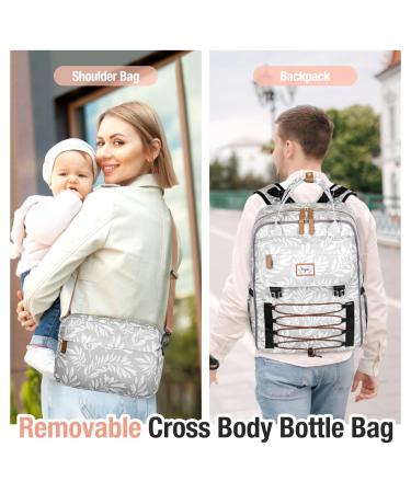 Tonyee Wrap Backpack - Stylish Diaper Bag & Travel Essentials for Parents - Gray-White Removable Crossbody & Bottle Support - Buy Online on GoSupps.com