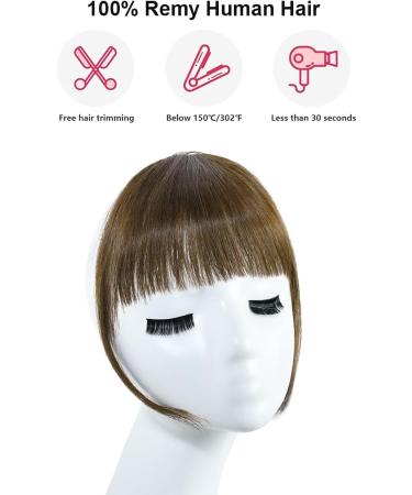 BUYOGET Clip in Fringe Human Hair Extension Light Brown Straight Remy Fringe Clip on Bangs Hair Clip for Women Girls - Buy Online on GoSupps.com
