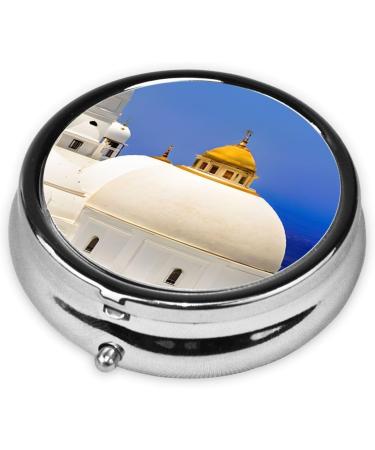 Santorini Greek Island Sea View Mini Pill Box | 3 Compartment Portable Pill Organizer for Travel & Home - Buy Online on GoSupps.com