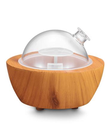 280ml Glass Essential Oil Diffuser Wood Grain Base Air Aroma Diffuser for Aromatherapy Cool Mist Humidifier with Safe Auto Shut-Off and 2 Mist Modes & 7 Color LED Night Lights for Home Office Room 280ml Wood Grain