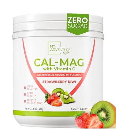 Calcium Magnesium Powder Supplement - Magnesium Calcium Carbonate Powder for Strong Bones - Natural Magnesium Powder for Sleep Quality - Magnesium Citrate Powder (Strawberry Kiwi 30 Servings) Strawberry Kiwi 7.41 Ounce (Pac