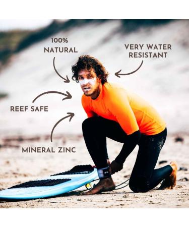 Suntribe All Natural Zinc Sunscreen Face & Sport - SPF 30 - Organic - 100% Zinc - Reef Safe - 3 Ingredients - Water resistant - ORIGINAL WHITE (30 g) - Buy Online on GoSupps.com