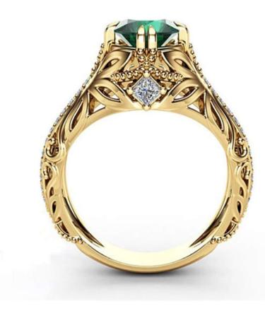 14k Gold Filled Emerald Diamond Ring for Women - Anniversary Engagement Wedding Gemstone Ring (Size 10) - Buy Online on GoSupps.com
