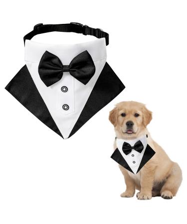 Narrow dog formal dog smoking bandana adjustable dogs necker towels with fly and tie dog hill for wedding birthday costumes (l)