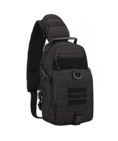 Vinbagge military breast pocket Tactical Sling Rucksack Molle shoulder bag Small shoulder bag Waterproof Outdoor Crossbody daypack For hiking cycling trekking men - black D -black - Buy Online on GoSupps.com