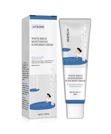 Face Sunscreen Moisturizer SPF 50+ PA++++ Birch Juice Moisturizing Sun Cream Sunscreen for Face No White Cast Hydrating Skin Care Sunscreen for All Type Skin