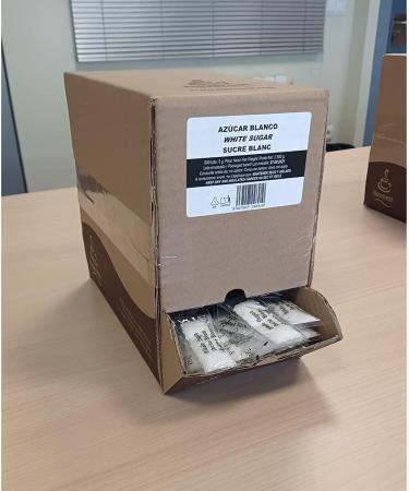 White sugar in individual sachets. 1000 pieces of 3g. 100% recyclable transparent polypropylene protective film. Box - Buy Online on GoSupps.com