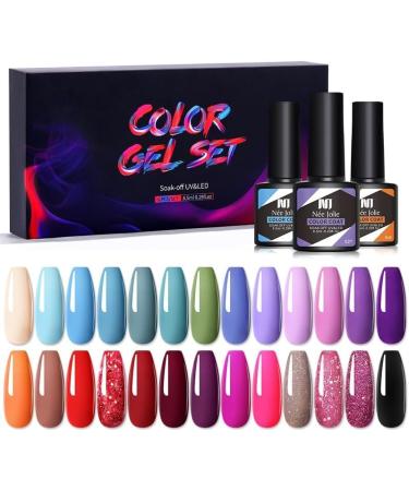 6Pcs Gel Nail Polish Set Gel Polish Glitter Kit for Manicure Nail Design Art Semi Permanent Varnish Hybrid Base Top Coat - (Color: MJ-6920) - Buy Online on GoSupps.com