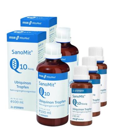 SanoMit liquid Ubiquinone Kaneka Coenzyme Q10 (2 x 100ml & 3 x 10ml) drops high dose liposomal vegan Dr Enzmann