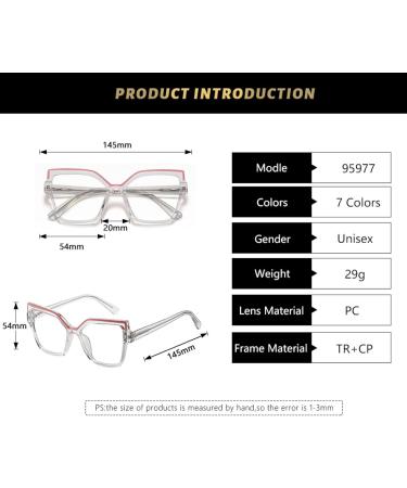 Large TR90 Square Frame Blue Light Blocking Glasses for Men & Women - UV Protection Reading Glasses - Pink 54mm - Buy Online on GoSupps.com
