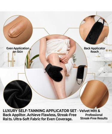 Lot de 2 : Gants d'auto-bronzage Applicateur pour le dos Applicateur pour le visage Gants exfoliants Gants pour cr me solaire (noir) - Buy Online on GoSupps.com