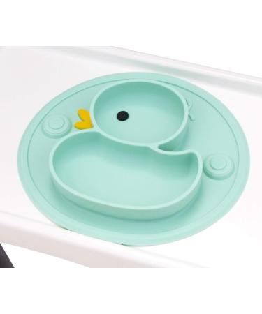 Non-Slip Baby Suction Plate | BPA-Free & FDA Approved | Dishwasher & Microwave Safe | Cyan/Rose Duck Design - Buy Online on GoSupps.com