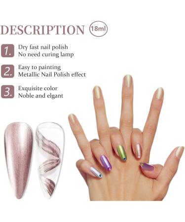 18 ml Metal Nail Polish Mirror Effect - Mirror Nail Polish Chrome Nail Polish - Mirror Effect High Gloss Gel Manicure Nail Polish - Durable Not Removable (Champagne Silver 12) - Buy Online on GoSupps.com