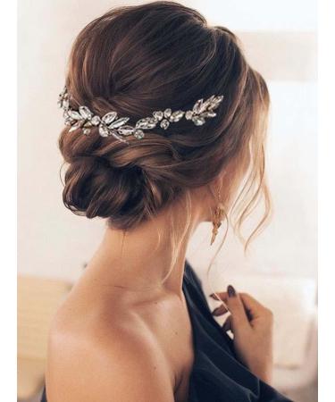Resweky Bride Wedding Flower Hair Comb Silver Rhinestone Bridal Hair Pieces Bride Hair Side Comb Hair Accessories for Women and Girls - Buy Online on GoSupps.com