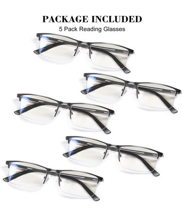 KONHAGO Blue Light Blocking Half Frame Metal Readers 5 Pack Gray 3.0x - Anti Eyestrain/Glare/UV Men's Reading Glasses - Buy Online on GoSupps.com