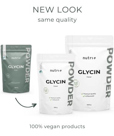 nutri+ L-Glycine Vegan Powder 1 kg High Dosed Glycine Powder Amino Acid without Additives 1000 g Also for Sweetening as a - Buy Online on GoSupps.com