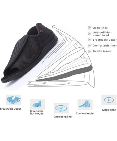 KXSM Diabetic Sandals | Memory Foam | Adjustable Open Toe Slippers | Wide Fit | Gray 38 | Arthritis & Edema Footwear - Buy Online on GoSupps.com