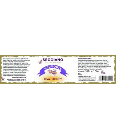Seggiano Wildflower Raw Honey 500 g - Cold Extracted Honey - Unfiltered & Unpasteurised - Gluten Free GMO Free & Vegetarian - 2% of Revenue Goes to Charity - Buy Online on GoSupps.com