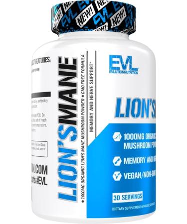 Evlution Organic Lion's Mane Mushroom Capsules - Nootropic Brain Support Supplement for Focus, Memory & Immunity - Buy Online on GoSupps.com