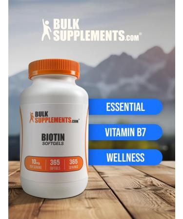 BulkSupplements.com Biotin 10000mcg Softgels - Vitamin B7 Biotin Vitamins for Hair Skin and Nails Biotin Supplement - Gluten Free 1 Softgel per Serving 365 Count (Pack of 1) - Buy Online on GoSupps.com
