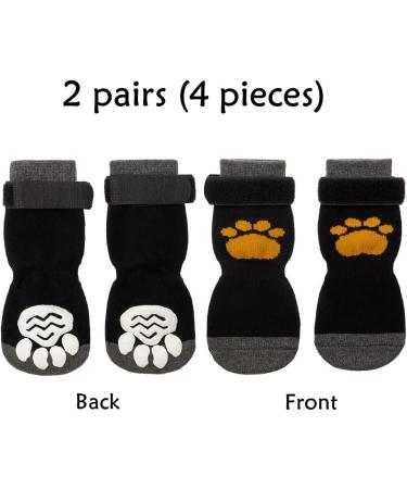 Non-Slip Dog Socks 2 Pairs - Adjustable Indoor Dog Cat Paw Protectors - Fits Extra Small to Extra Large Dogs Cats - M Black - Buy Online on GoSupps.com
