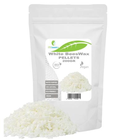 Euro Trade Center White beeswax granules 200 g Purified 100 natural cosmetic Ideal for DIY projects lip balms lotions candles and crafts White Beeswax Pellets 200 g 1er Pack