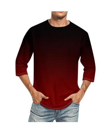 Shirt 3/4 Arm Men Rundhals 3D print three -quarter arm shirt casual dad tshirt for men summer rugby shirt light henley shirt regular fit traditional shirt relaxed fit leisure shirt l deep red - Buy Online on GoSupps.com