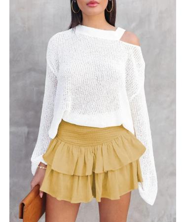 LAEMILIA Elastic Waist Floral Print Mini Skater Skirt - Yellow (Size L) - Buy Online on GoSupps.com