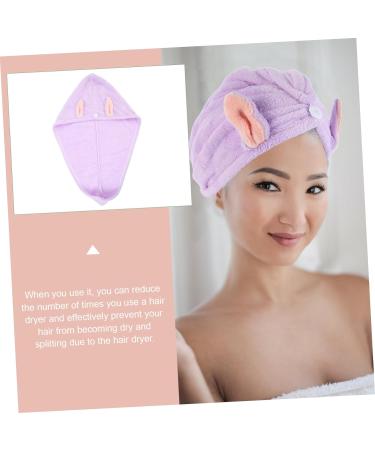 MAGICLULU 2pcs Bunny Ears Dry Hair Hat Hair Ring Aldult Coral Fleece Violet - Buy Online on GoSupps.com
