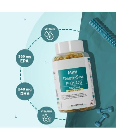 Generic Fish Oil 1000 mg with Lemon Flavour- 2X Omega 3 360mg EPA & 240mg DHA with Vitamin D3 & E | No Fishy Burps/After Taste Heart Health Support | 60 Softgels (30 Days Supply) - Buy Online on GoSupps.com