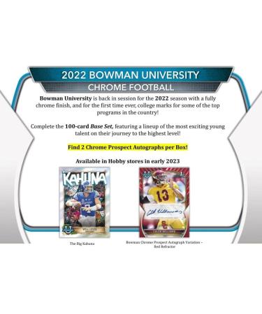 2022 Bowman Chrome University Football Hobby Box - 24 Packs/4 Cards - 2 Autos - Buy Online on GoSupps.com