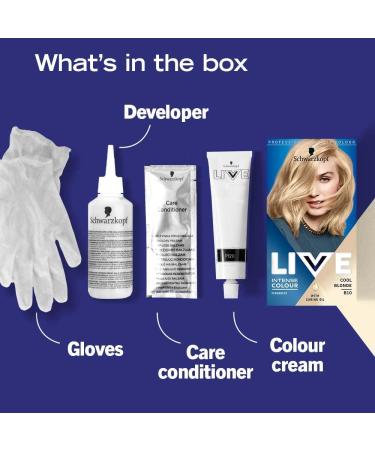 Schwarzkopf LIVE Cool Blonde B10 Hair Dye - Permanent with Oils and Keratin - Up to 50% Grey Coverage - Lightens Hair Up to 2 Levels - 1 Count - Buy Online on GoSupps.com