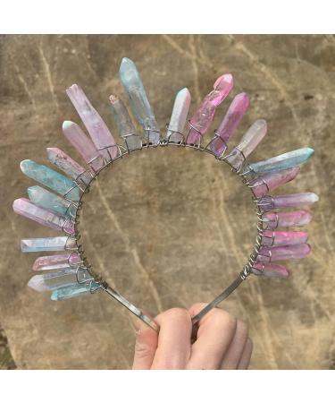 amangul Quartz Headband Natural for Crystal for Head Natural for Matter Rainbow Stone Crown -style for Rhinesto(Silver Line White) - Buy Online on GoSupps.com