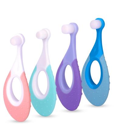 Ecovona - Training Baby Toothbrush for Infants & Toddlers 0-2 Years (4 Pack) | Super Soft Bristles with Easy Hold Teething Handle | Flexible Design with BPA Free Plastic | Easy to Clean